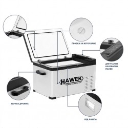 Портативен компресорен хладилник HAWEK 40L – 12V / 24V / 220V | Охлаждане и замразяване навсякъде , модел: С40