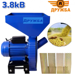 Фуражомелка Монофазна Мелачка за Фураж 3,8kW 3000 оборота ДРУЖБА Ярмомелка с 4 сита