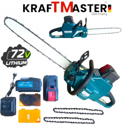 Акумулаторна Верижна Резачка KRAFTMASTER 72V 16Ah – 16" 40см Шина, 2 Вериги
