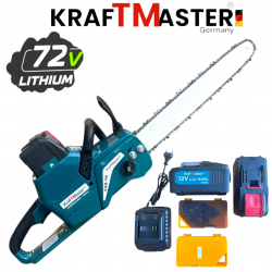 Акумулаторна Верижна Резачка KRAFTMASTER 72V 16Ah – 16" 40см Шина, 2 Вериги