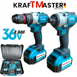 Акумулаторни безчеткови импакт и винтоверт 36V 8AH в куфар KRAFTMASTER