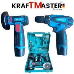 Комплект акумулаторен ударен винтоверт + мини ъглошлайф KRAFTMASTER 24V