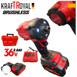 Комплект Акумулаторен гайковерт/импакт ударен Kraft 36V 8Ah 850 N/m + Акумулаторен ъглошлайф 36V 8Ah 125 мм KraftRoyal Комплект Акумулаторен гайковерт/импакт ударен Kraft 36V 8Ah 850 N/m + Акумулаторен ъглошлайф 36V 8Ah 125 мм KraftRoyal