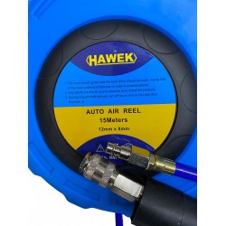 Автоматична Макара с Маркуч за Въздух HAWEK 15м 8х12мм – HW 1022 Автоматична Макара с Маркуч за Въздух HAWEK 15м 8х12мм – HW 1022