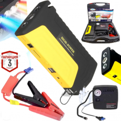 Стартерно устройство starter подаване ток бустер PowerBank с компресор и фенер