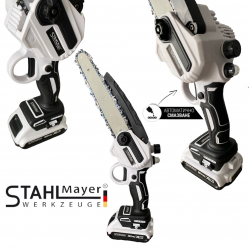 Резачка за Клони с Автоматично Смазване на Веригата STAHLMAYER 36V 8.0AH + 2 вериги 2 Батерии Безжичен верижен трион за дърва акумулаторен Резачка за Клони с Автоматично Смазване на Веригата STAHLMAYER 36V 8.0AH + 2 вериги 2 Батерии Безжичен верижен трион за дърва акумулаторен