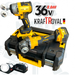 Комплект акумулаторен ъглошлайф и гайковерт 36V 8Ah KraftRoyal