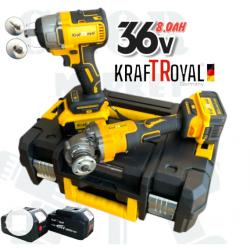 Комплект акумулаторен ъглошлайф и гайковерт 36V 8Ah KraftRoyal