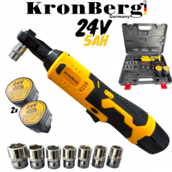 Акумулаторна Безчеткова Тресчотка 24V 5AH 90Nm KRONBERG 2 Батерии и Куфар с комплект вложки