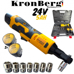 Акумулаторна Безчеткова Тресчотка 24V 5AH 90Nm KRONBERG 2 Батерии и Куфар с комплект вложки
