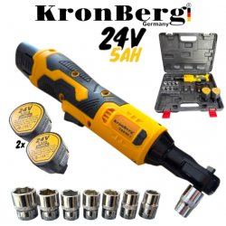 Акумулаторна Безчеткова Тресчотка 24V 5AH 90Nm KRONBERG 2 Батерии и Куфар с комплект вложки
