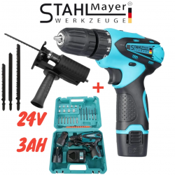 Акумулаторен Винтоверт Двускоростен + Подарък Адаптер Зеге 24V 3,0AH STAHLMAYER