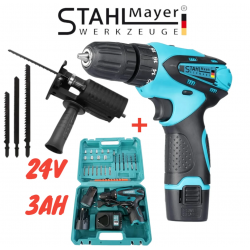 Акумулаторен Винтоверт Двускоростен + Подарък Адаптер Зеге 24V 3,0AH STAHLMAYER