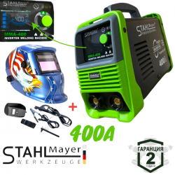 Електрожен Инверторен с LCD Дисплей 400А STAHLMAYER + Подарък Соларна Маска Шлем модел: 2025г.