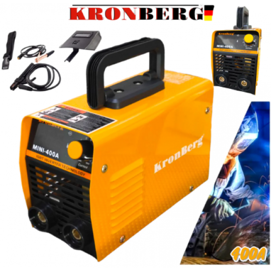 Инверторен Електрожен 400А KRONBERG Заваръчен Апарат със Дисплей + Подарък Соларна Маска (Шлем) (Немски Електрожени)
