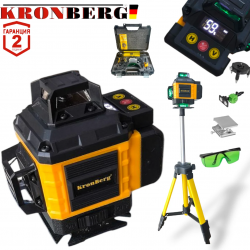4D Лазерен Нивелир с 16 линии KRONBERG 4Д със сензор индикация на батерия + тринога