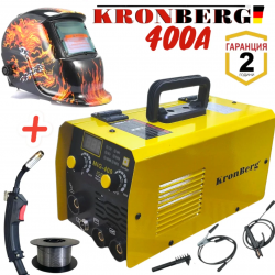 Телоподаващо Инверторен Електрожен 400А 2в1 Заваръчна Техника KRONBERG 2в1 + Соларна Маска Шлем