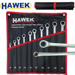 Удължени Ключове Прави Лули с Тресчотка 8-19мм HAWEK 51022RW