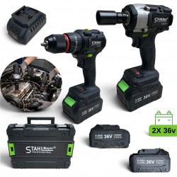Винтоверт и Гайковерт Комбиниран 2в1 Акумулаторен Комплект 36V 8,0AH STAHLMAYER  2 Батерии в Куфар