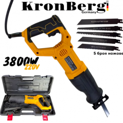 Елекрически Професионален Саблен Трион 3800W KRONBERG 220V Прав Трион за Месо Кости Метал Желязо Пластмаса Дърво и др. в Куфар