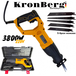 Елекрически Професионален Саблен Трион 3800W KRONBERG 220V Прав Трион за Месо Кости Метал Желязо Пластмаса Дърво и др. в Куфар
