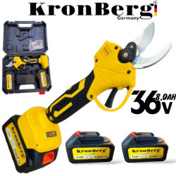 Професионална Акумулаторна Лозарска Ножица 36V 8,0AH KRONBERG 2 Батерии и Куфар
