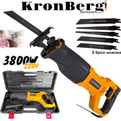 Елекрически Професионален Саблен Трион 3800W KRONBERG 220V Прав Трион за Месо Кости Метал Желязо Пластмаса Дърво и др. в Куфар
