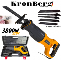 Елекрически Професионален Саблен Трион 3800W KRONBERG 220V Прав Трион за Месо Кости Метал Желязо Пластмаса Дърво и др. в Куфар