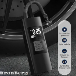 Акумулаторен Компресор за Гуми с Дисплей Безжичен с Фенер KRONBERG 150 PSI 3в1 Зарядно Power Bank