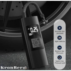 Акумулаторен Компресор за Гуми с Дисплей Безжичен с Фенер KRONBERG 150 PSI 3в1 Зарядно Power Bank