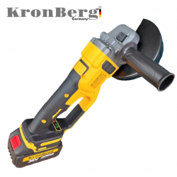 Професионален Акумулаторен Безчетков Ъглошлайф KRONBERG 125мм 36V 10Ah 2 Батерии и Зарядно Устройство в Куфар 