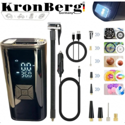 Акумулаторен Компресор за Гуми с Дисплей Безжичен с Фенер KRONBERG 150 PSI 3в1 Зарядно Power Bank