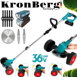 Акумулаторна Безчеткова Резачка за Клони 36V 8,0AH KRONBERG 2 Шини 2 Батерии 2 Вериги и Зарядно Устройство в Куфар