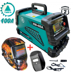 Инверторен Електрожен 400А С Дисплей ТАЙГА голям INVERTER + Соларна Маска Шлем 2025г.