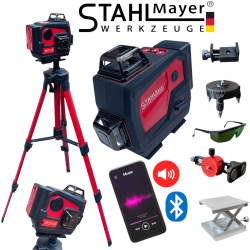 Лазерен Нивелир 4D 16 линии 360° Зелен Лазер с Bluetooth Високоговорител STAHLMAYER Professional Блутут Музика