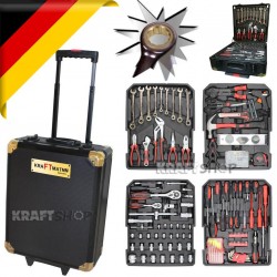 НЕМСКИ Куфар с инструменти 399 части Kraftman - тресчотка, ключове, отвертки