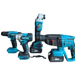 Акумулаторен перфоратор, ъглошлайф 125ММ, гайковерт и винтоверт 36V с 3 бр. батерии 8AH в куфар и зарядно Акумулаторен перфоратор, ъглошлайф 125ММ, гайковерт и винтоверт 36V с 3 бр. батерии 8AH в куфар и зарядно