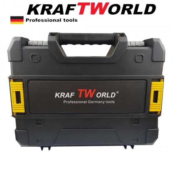 Акумулаторен ъглошлайф KraftWorld 36V 8,0 Ah + 2 батерии зарядно и куфар Акумулаторен ъглошлайф KraftWorld 36V 8,0 Ah + 2 батерии зарядно и куфар