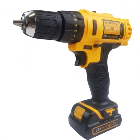 Акумулаторен Винтоверт KRAFTWORLD 36V + 111 части + USB Фенер / Бормашина в комплект с инструменти Акумулаторен Винтоверт KRAFTWORLD 36V + 111 части + USB Фенер / Бормашина в комплект с инструменти