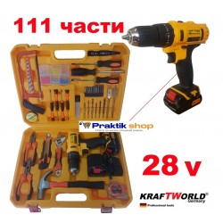 Акумулаторен Винтоверт KRAFT GERMANY 28V + 111 части